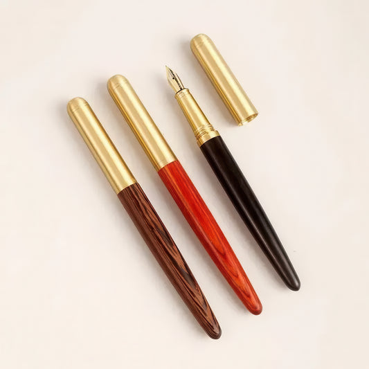 Wooden Fountain Pen with Brass Cap