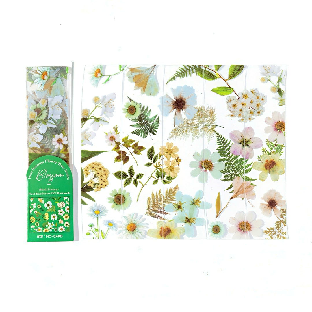 Four Seasons Flower Transparent PET Bookmark Set