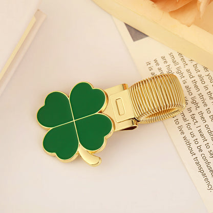 Four-leaf Clover Metal Pen Holder with Spring Clip