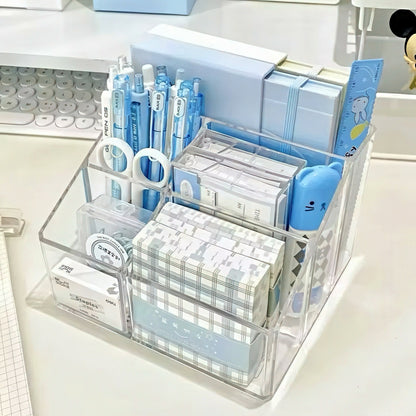 Multi-Compartment Transparent Acrylic Stationery Organizer
