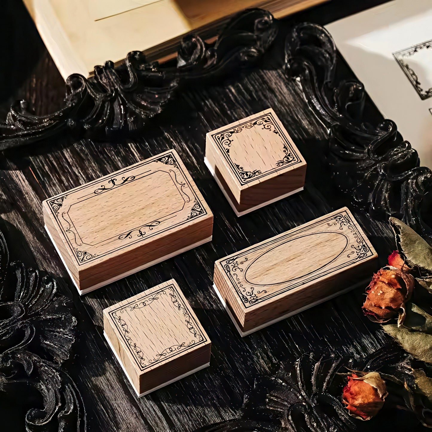 Baroque Style Border Wooden Stamp Set