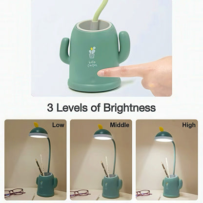Rechargeable Desk Lamp with Cactus Shaped Pen Holder