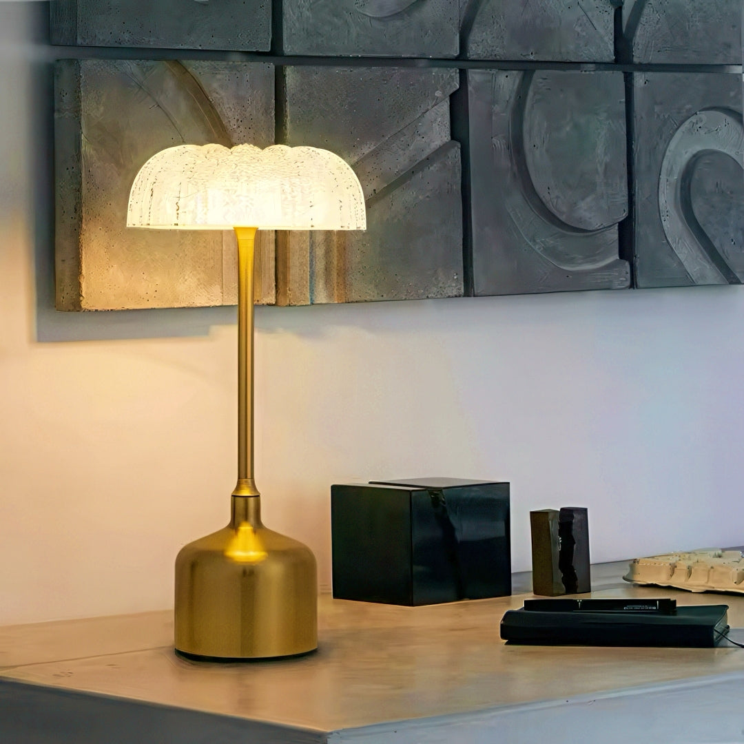Rechargeable Metal Table Lamp with Clear Acrylic Lamp Shade