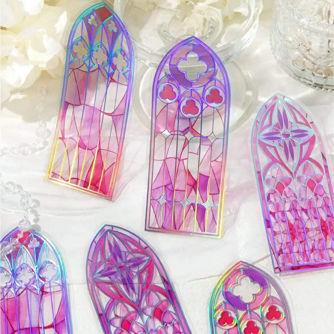 Lattice Stained Glass Window Plastic Bookmark Set