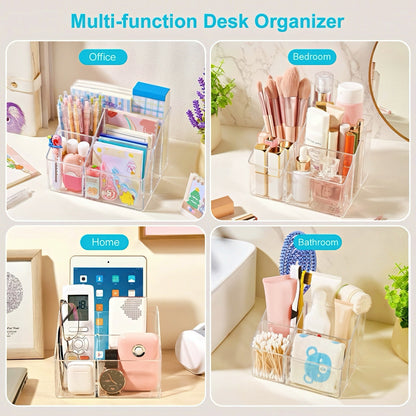 Multi-Compartment Transparent Acrylic Stationery Organizer