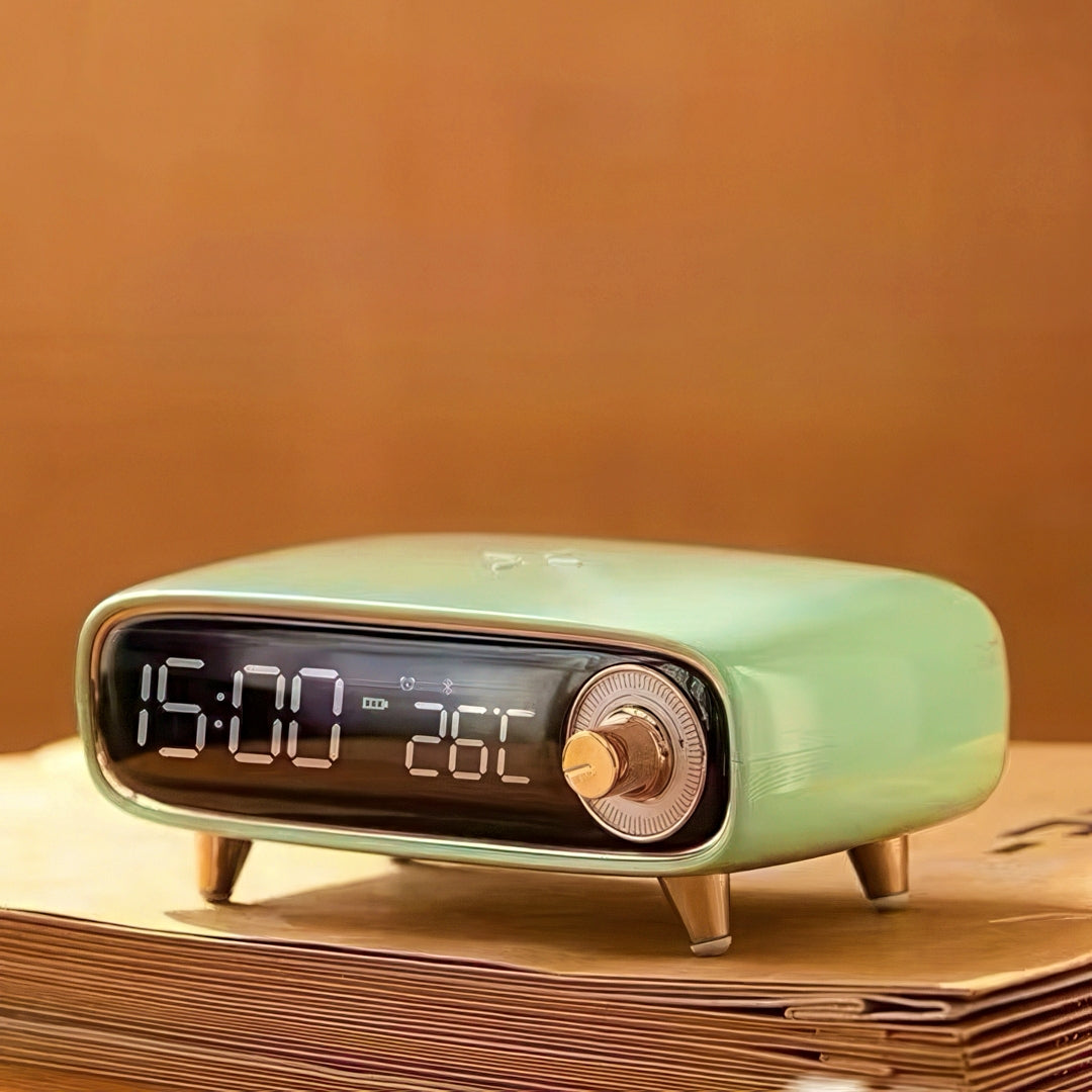 Retro Digital Alarm Clock with Wireless Charging and Nightlight