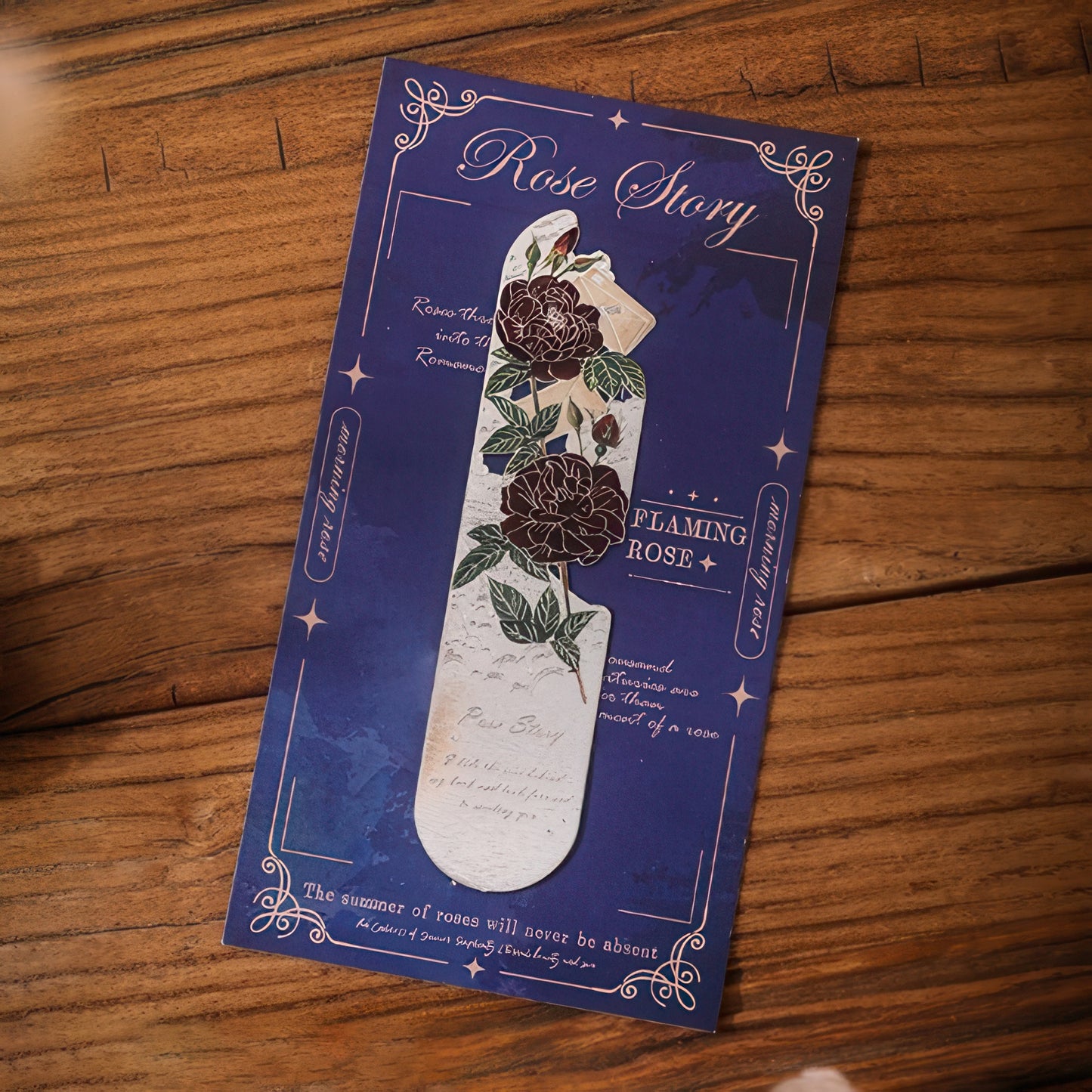 Romantic Flowers Metal Bookmark