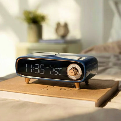 Retro Digital Alarm Clock with Wireless Charging and Nightlight