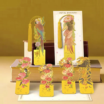 Birds and Flowers Themed Metal Bookmark