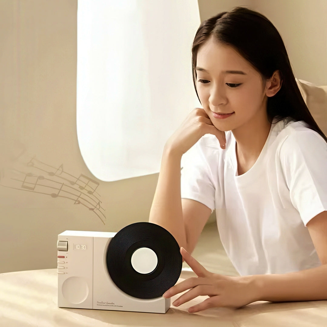 Rechargeable Bluetooth Speaker with Record Player Design