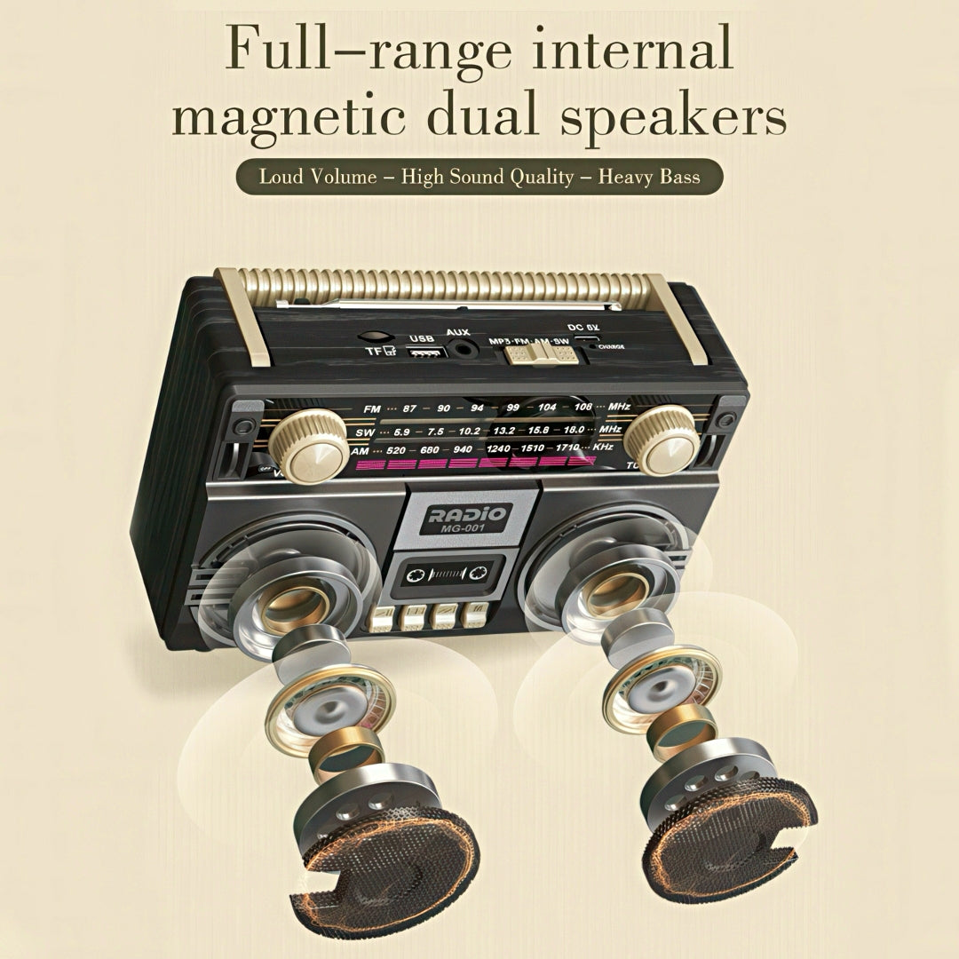 Portable Bluetooth Radio with Cassette Player Design