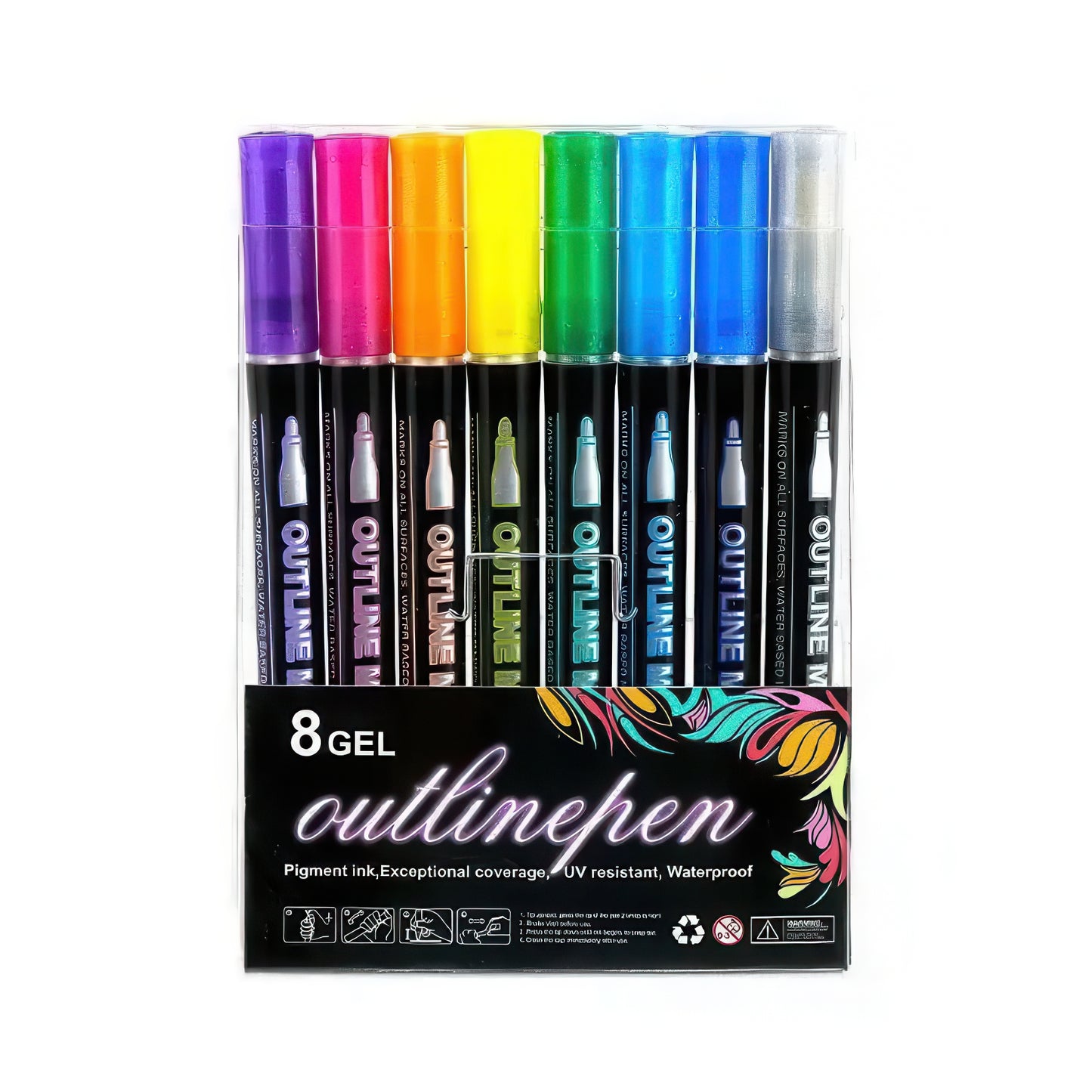 Double Line Outline Metallic Marker Set
