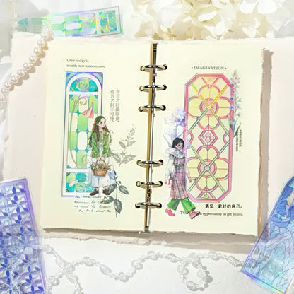 Lattice Stained Glass Window Plastic Bookmark Set