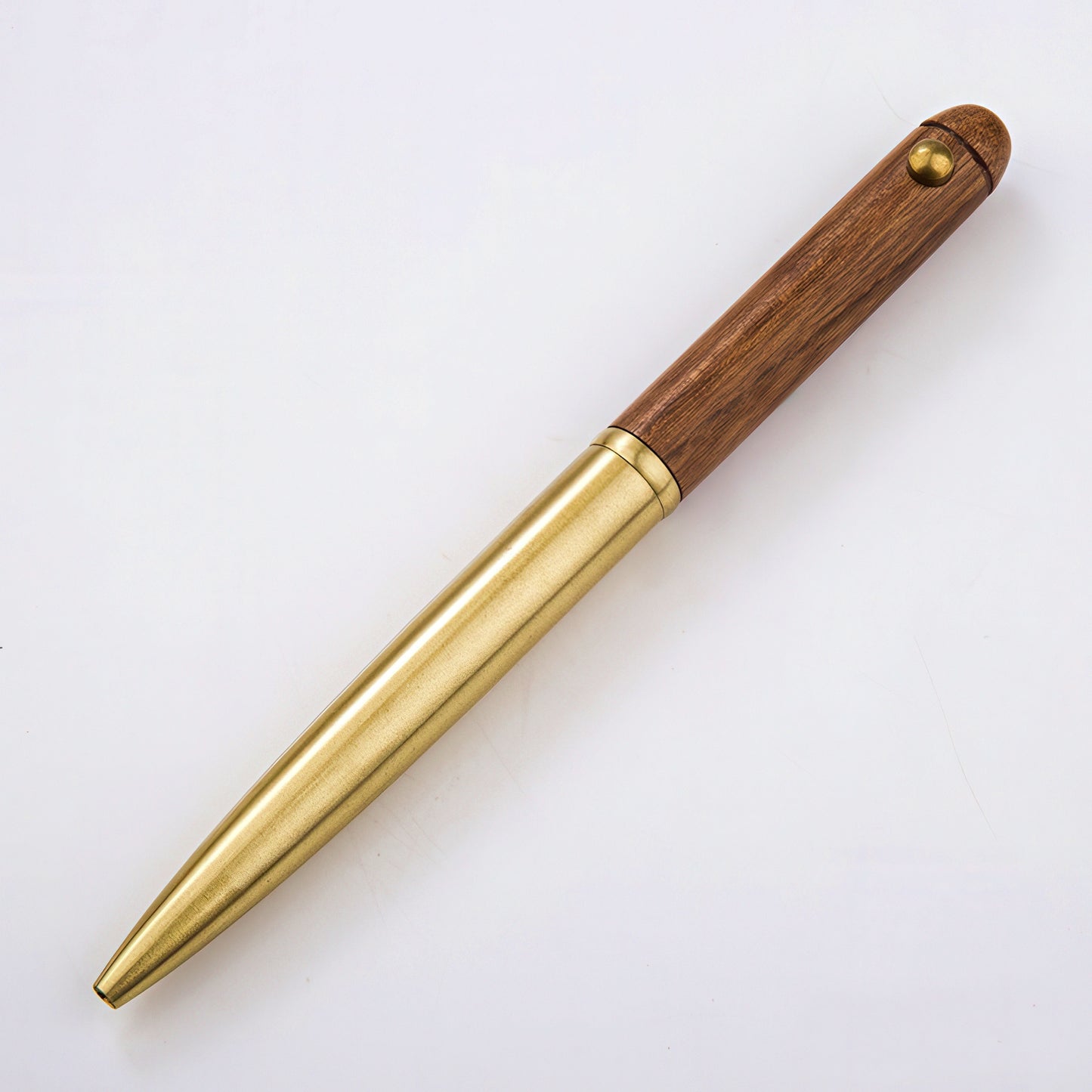 Wooden and Brass Retractable Rollerball Pen