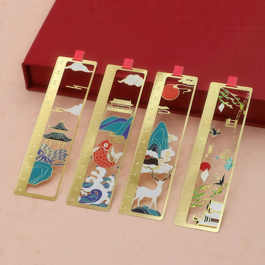 Ancient Chinese Theme Metal Ruler Bookmark