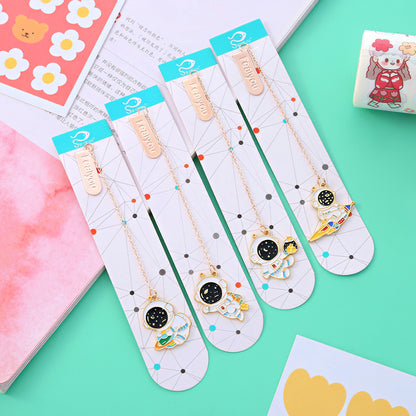 Astronaut Themed Metal Charm Bookmark