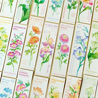 Collection of paper bookmarks with floral illustrations