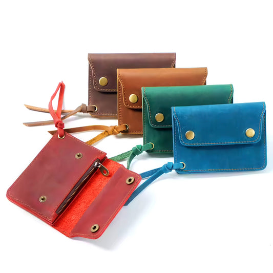 Dyed Cowhide Multifunctional Zipper Wallet