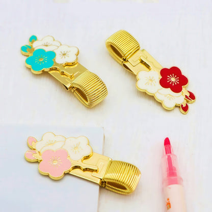 Cherry Blossom Metal Pen Clip Holder