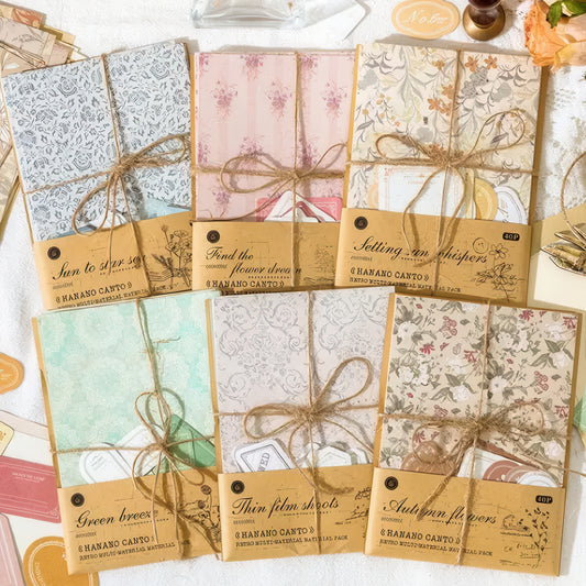 Vintage Floral Theme Scrapbook Paper Set