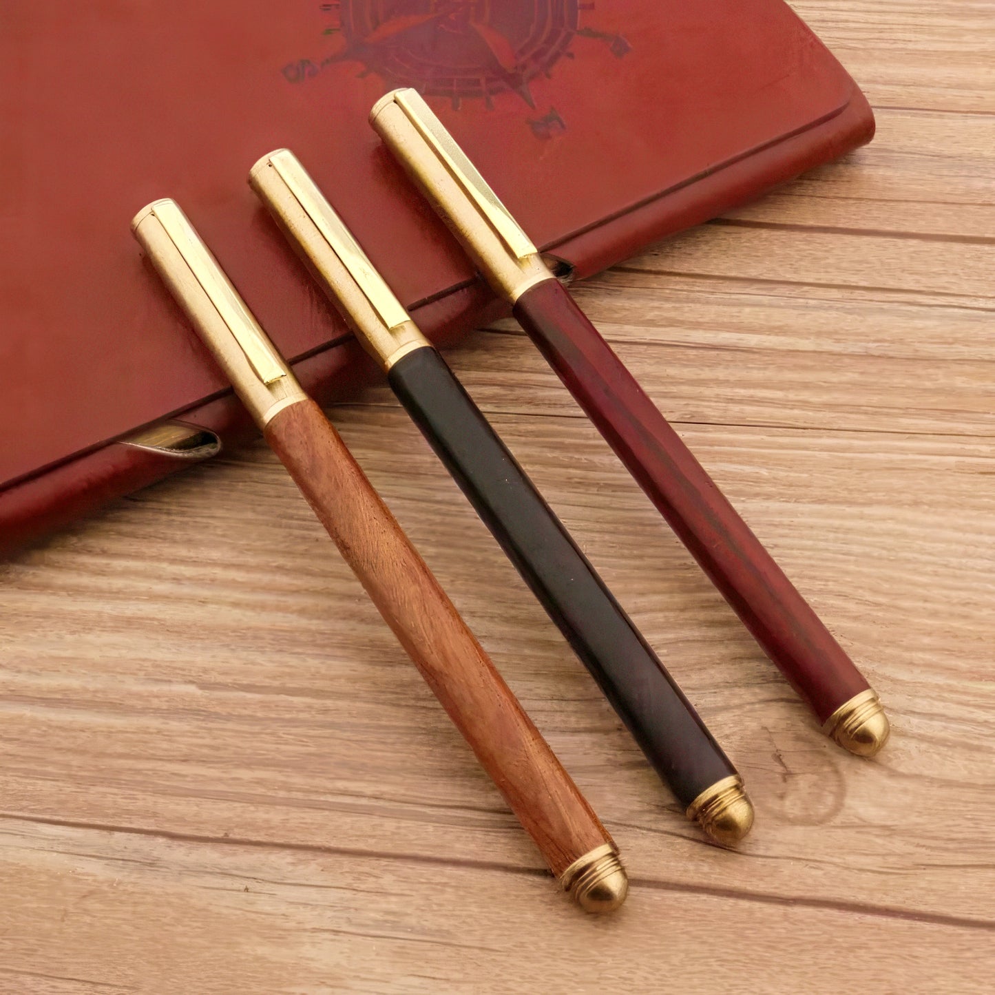Wooden Rollerball Pen with Brass Cap