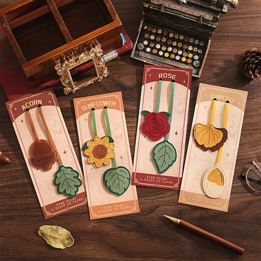 Multifunctional Retro Faux Leather Strip Bookmark