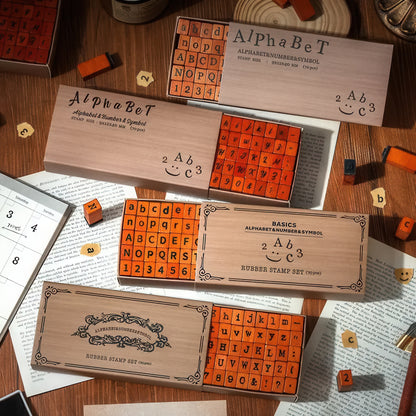 Retro Wooden Alphabet Stamp Set