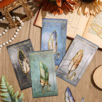 Vintage Feather Shaped Metal Bookmark