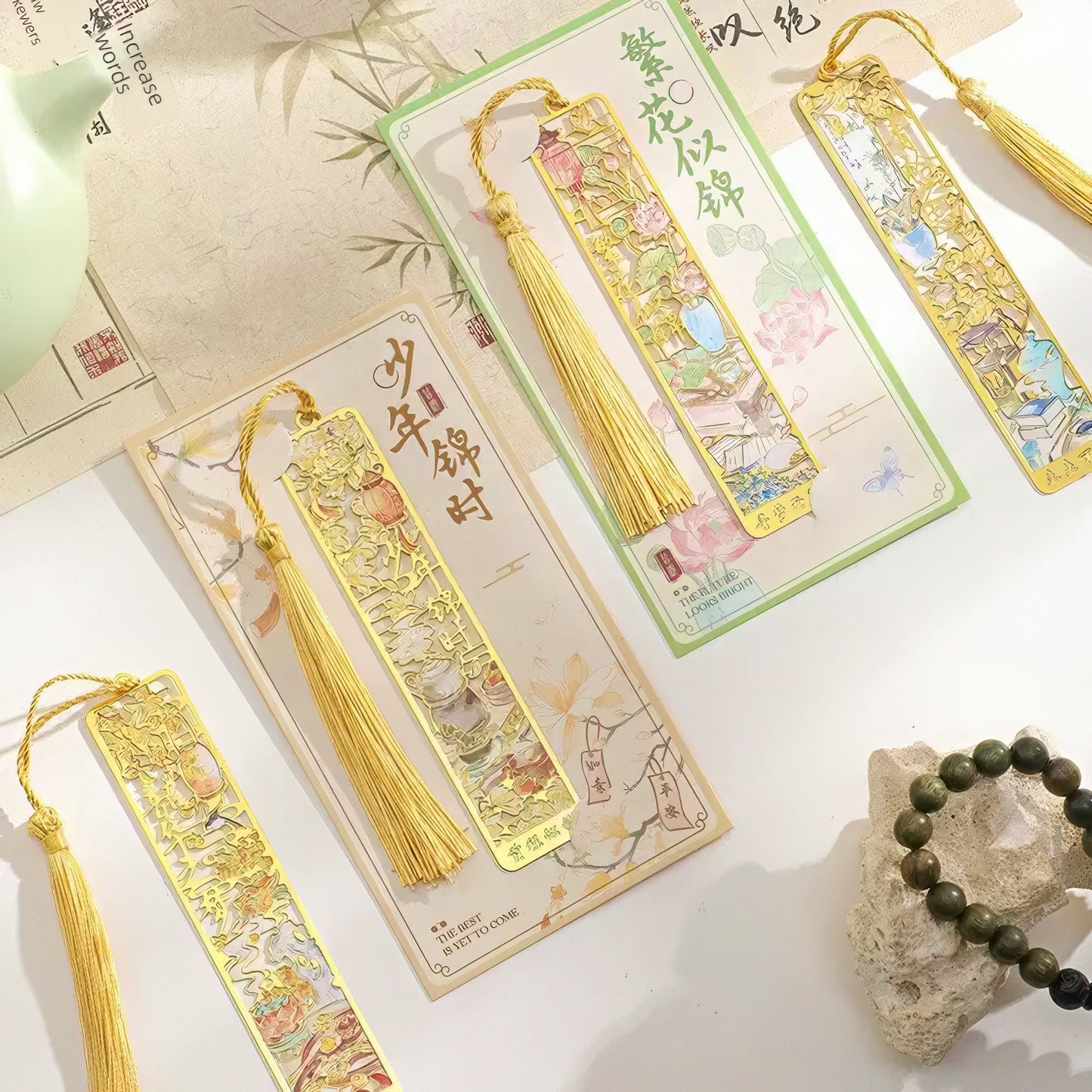 Chinese Aesthetic Art Themed Metal Bookmark