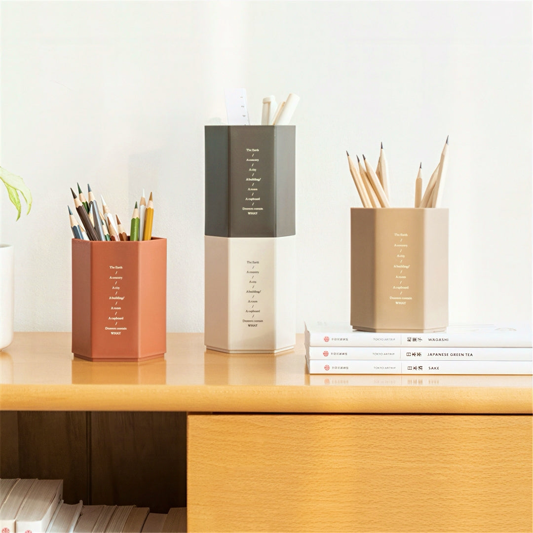 Hexagonal Plastic Pen Holder