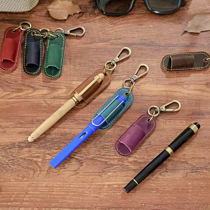 Dyed Cowhide Pen Holder Keychain