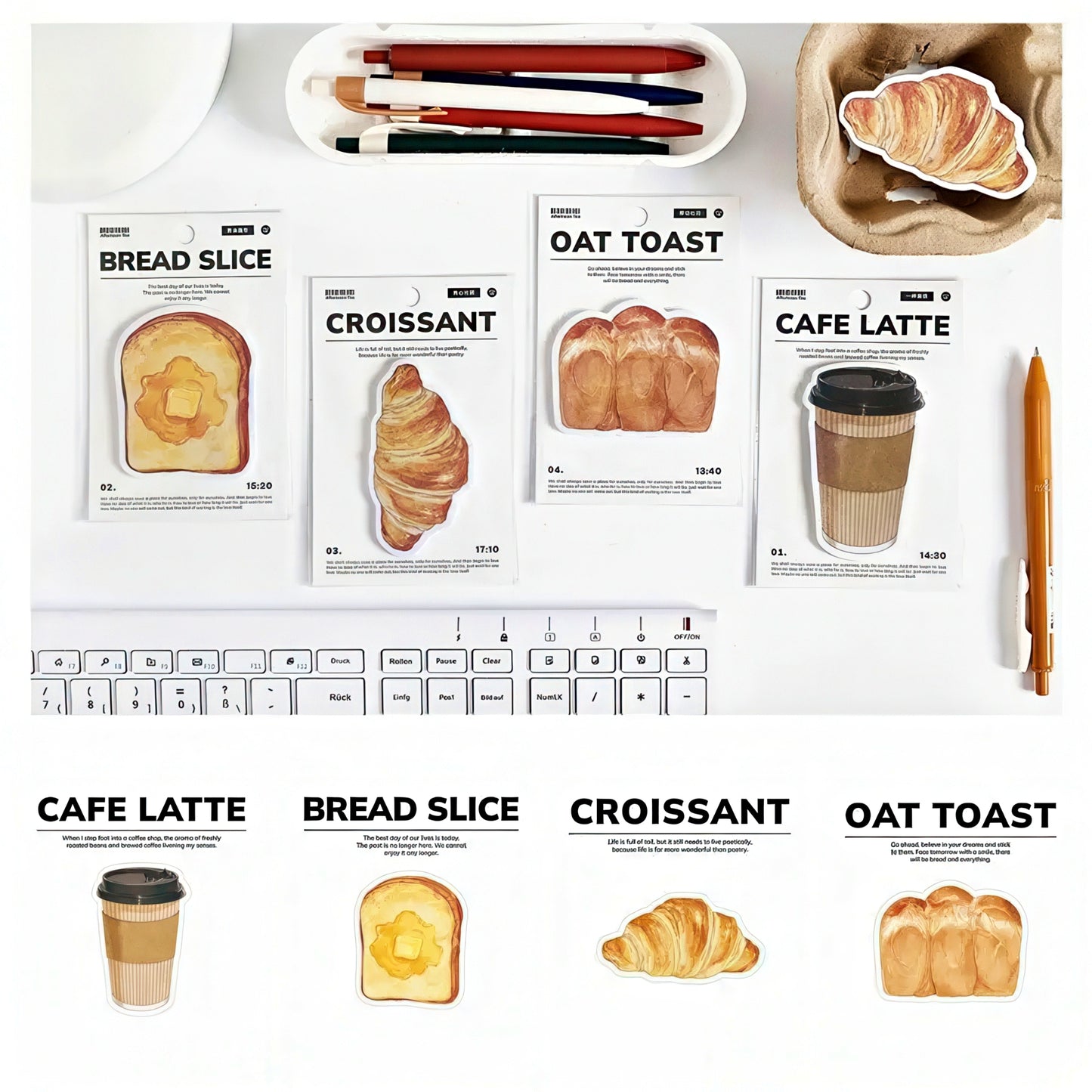 Bread and Coffee Shaped Sticky Notes
