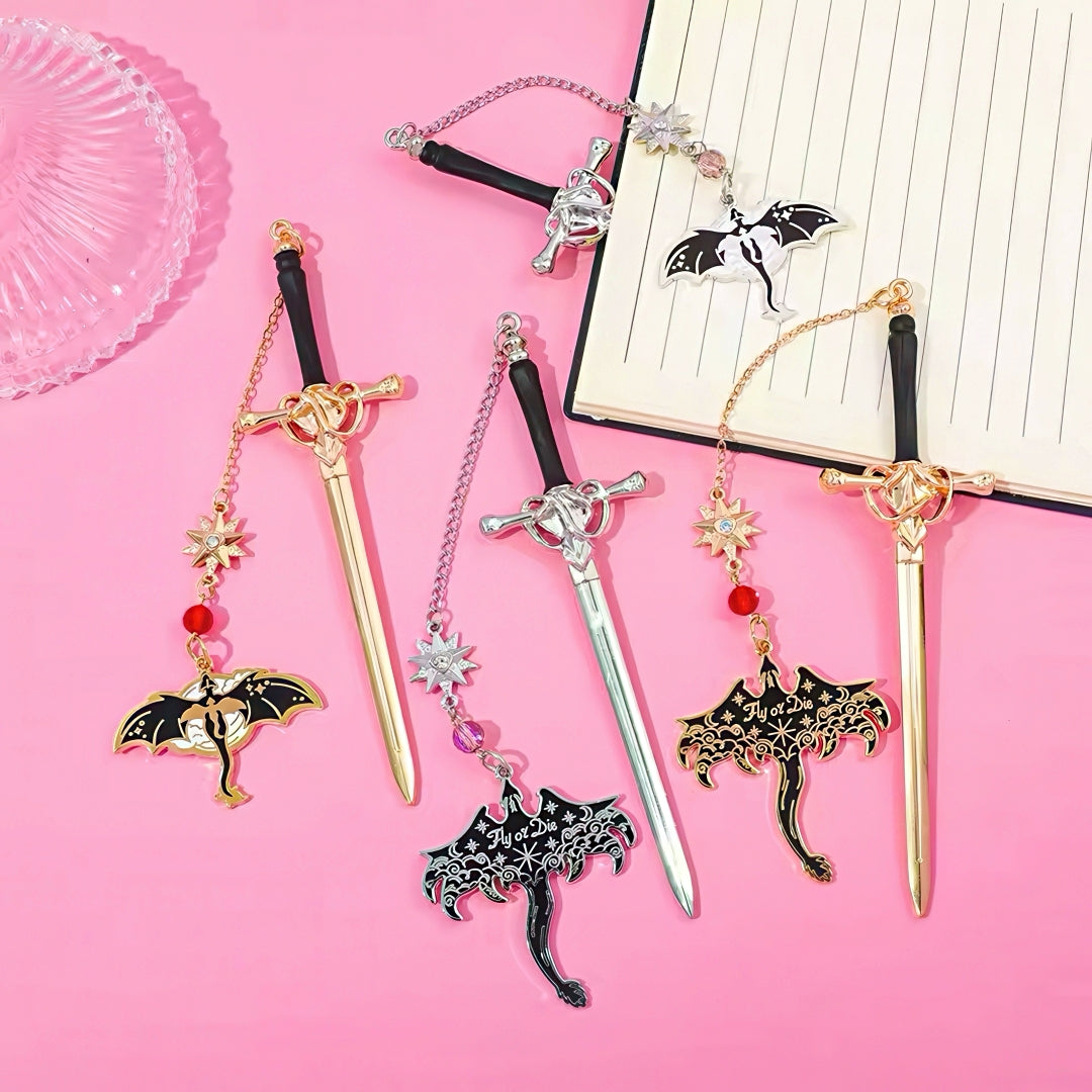Fourth Wing Sword Shaped Metal Bookmark