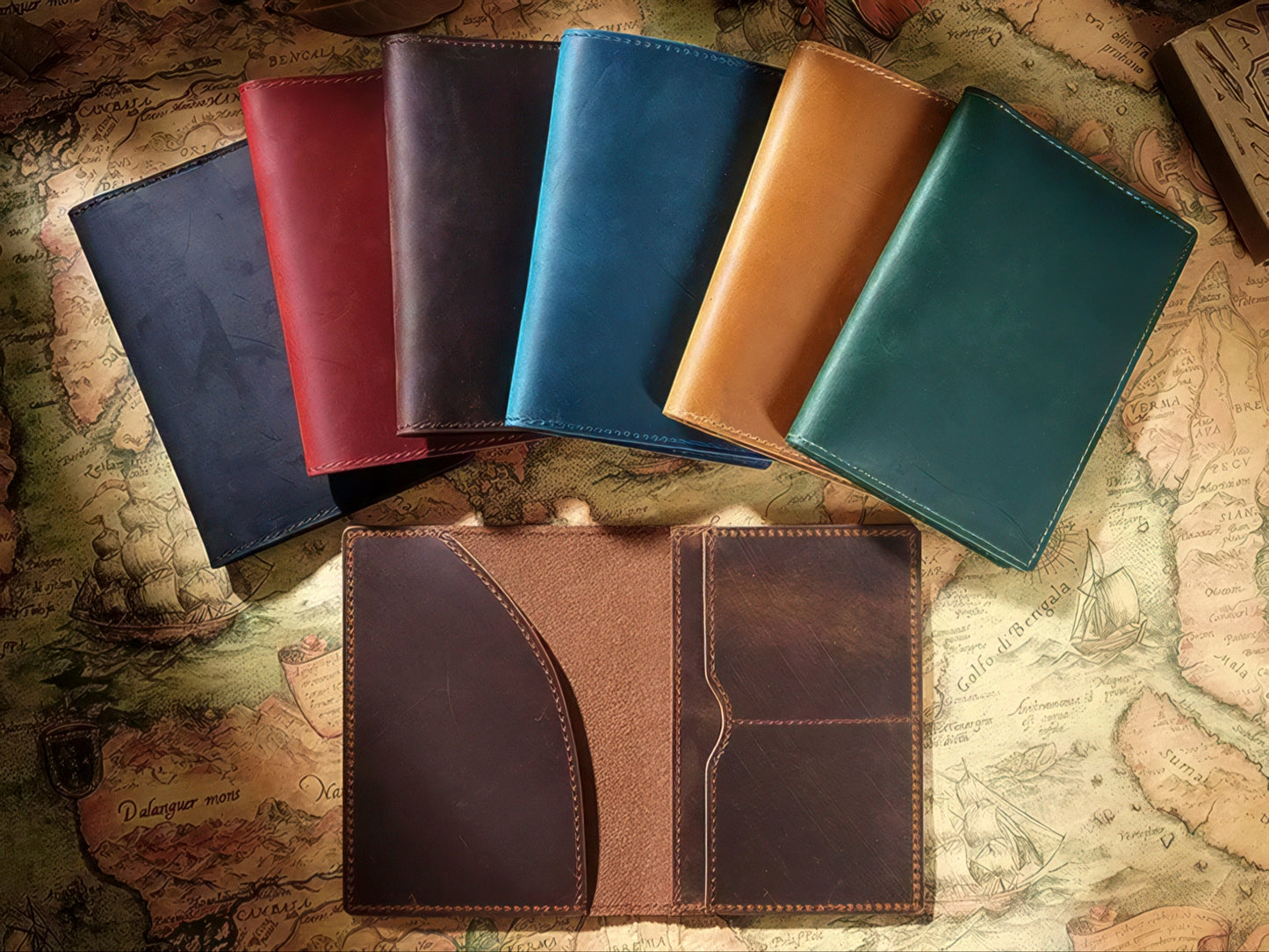Dyed Cowhide Multifunctional Passport Holder