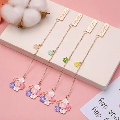 Cherry Blossoms Metal Charm Bookmark