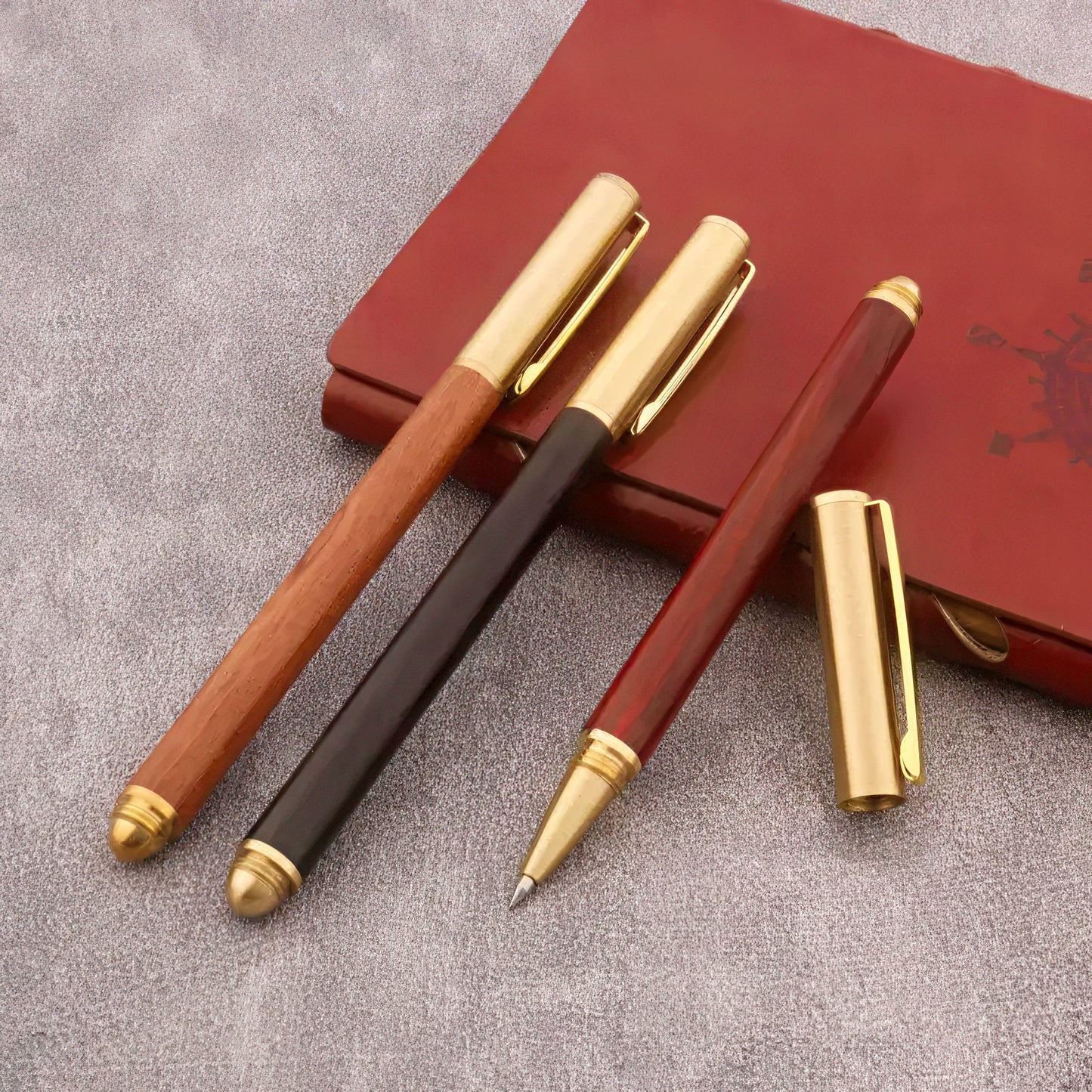Wooden Rollerball Pen with Brass Cap