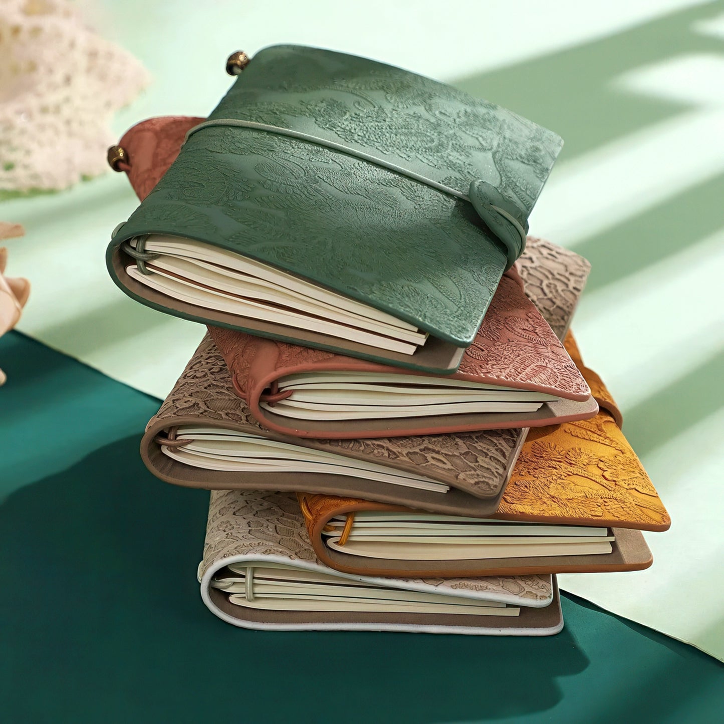 Morandi Color Floral Embossed Notebook