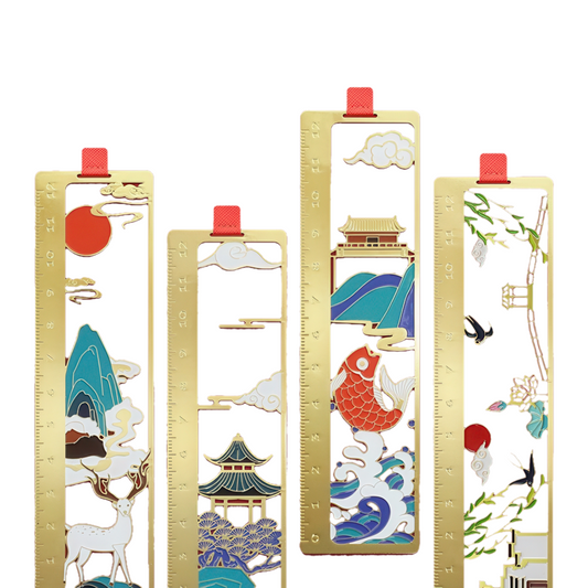 Ancient Chinese Theme Metal Ruler Bookmark