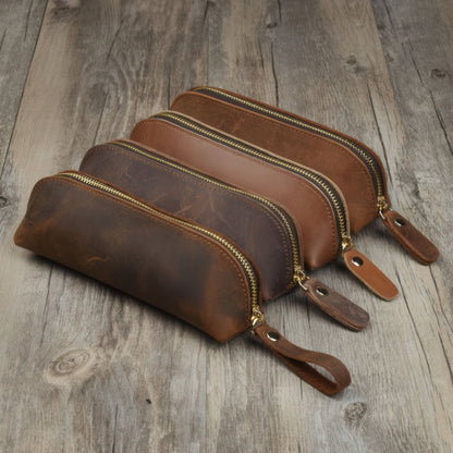 Retro Handmade Cowhide Pencil Case