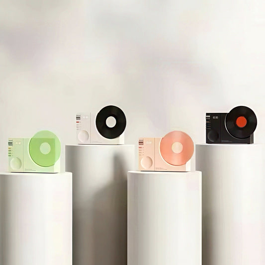 Rechargeable Bluetooth Speaker with Record Player Design
