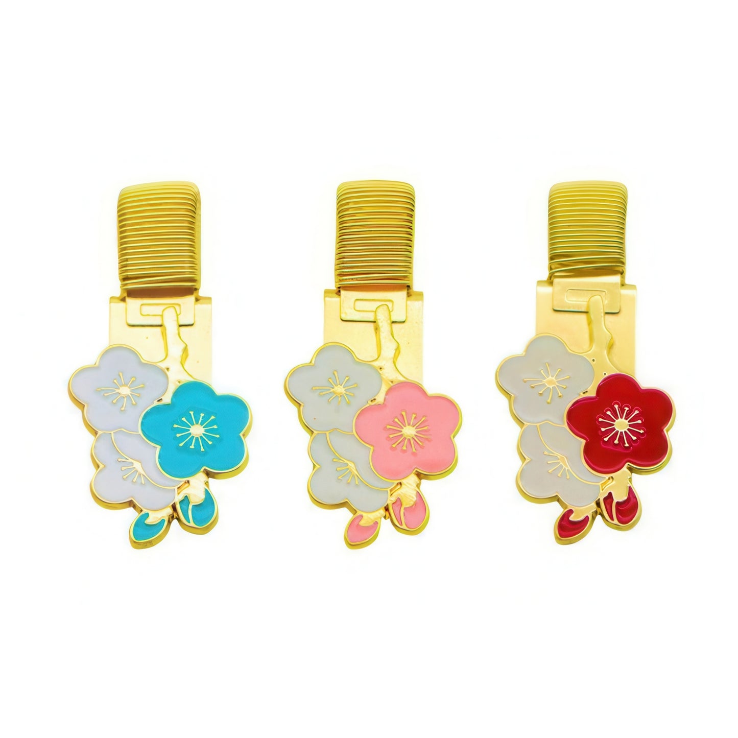 Cherry Blossom Metal Pen Clip Holder