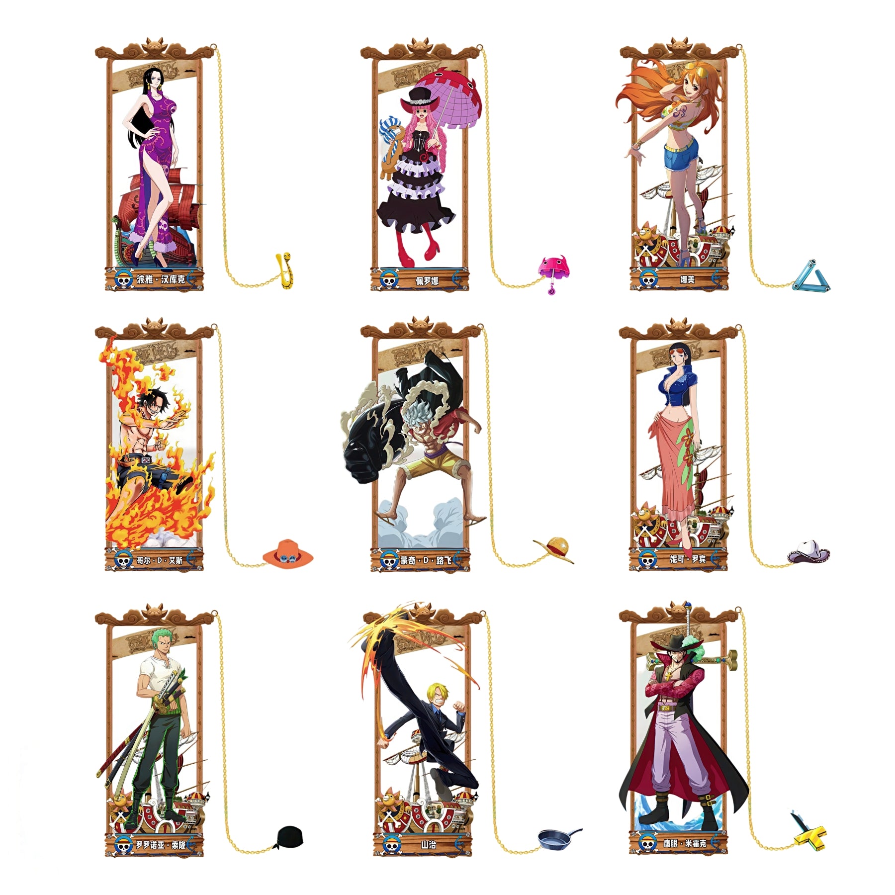 One Piece Manga Characters Metal Bookmarks on a white background