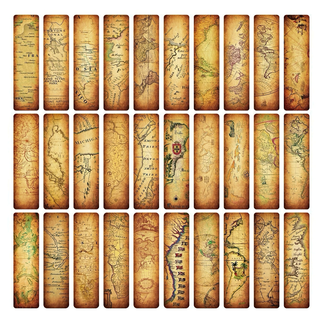Vintage Treasure Map Paper Bookmark Set