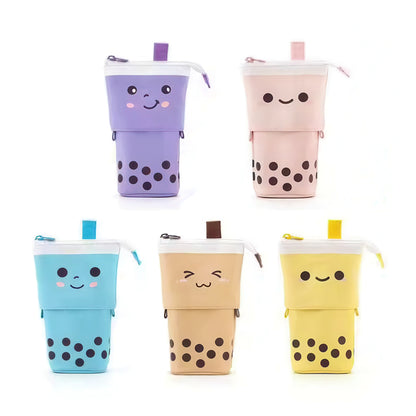 Bubble Tea Retractable Stand Up Pencil Case