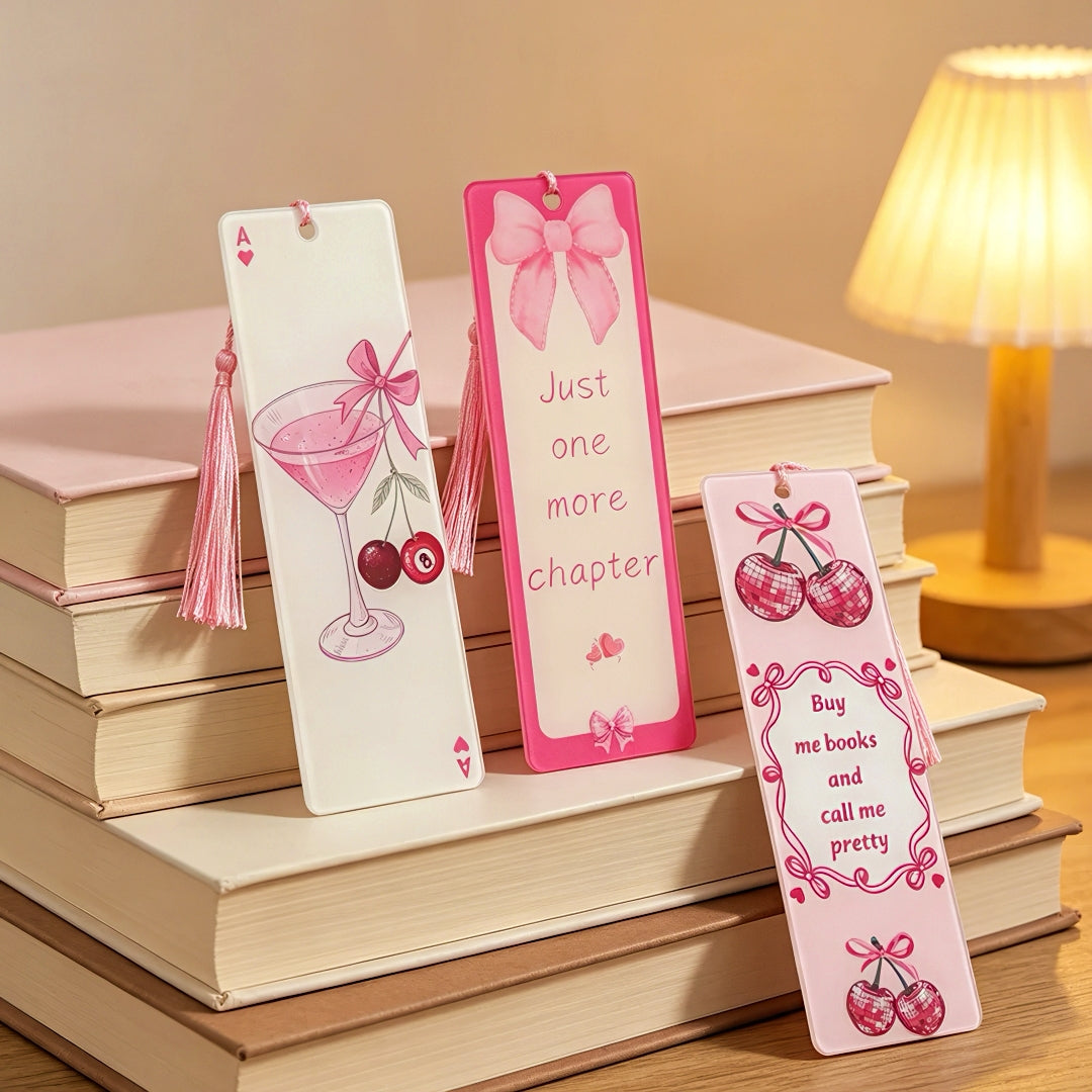 Cute Girly Acrylic Bookmark with Tassel
