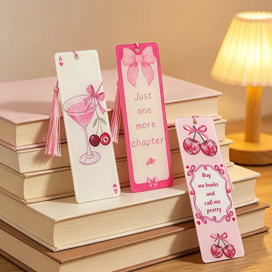 Cute Girly Acrylic Bookmark with Tassel