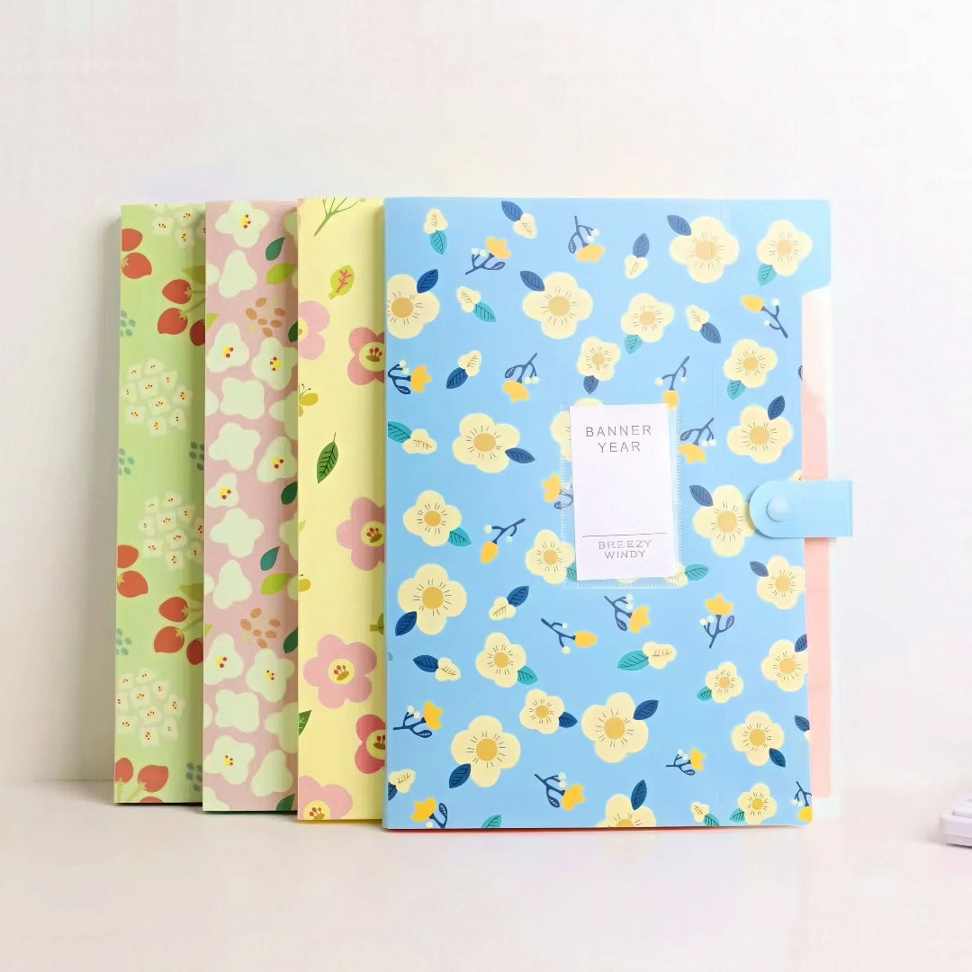 Retro Floral Large Capacity File Folder