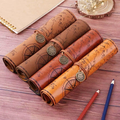 Vintage Treasure Map Roll Up Pencil Case