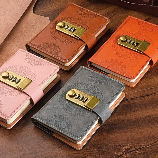 A6 Retro Style Pocket Notebook with Combination Lock