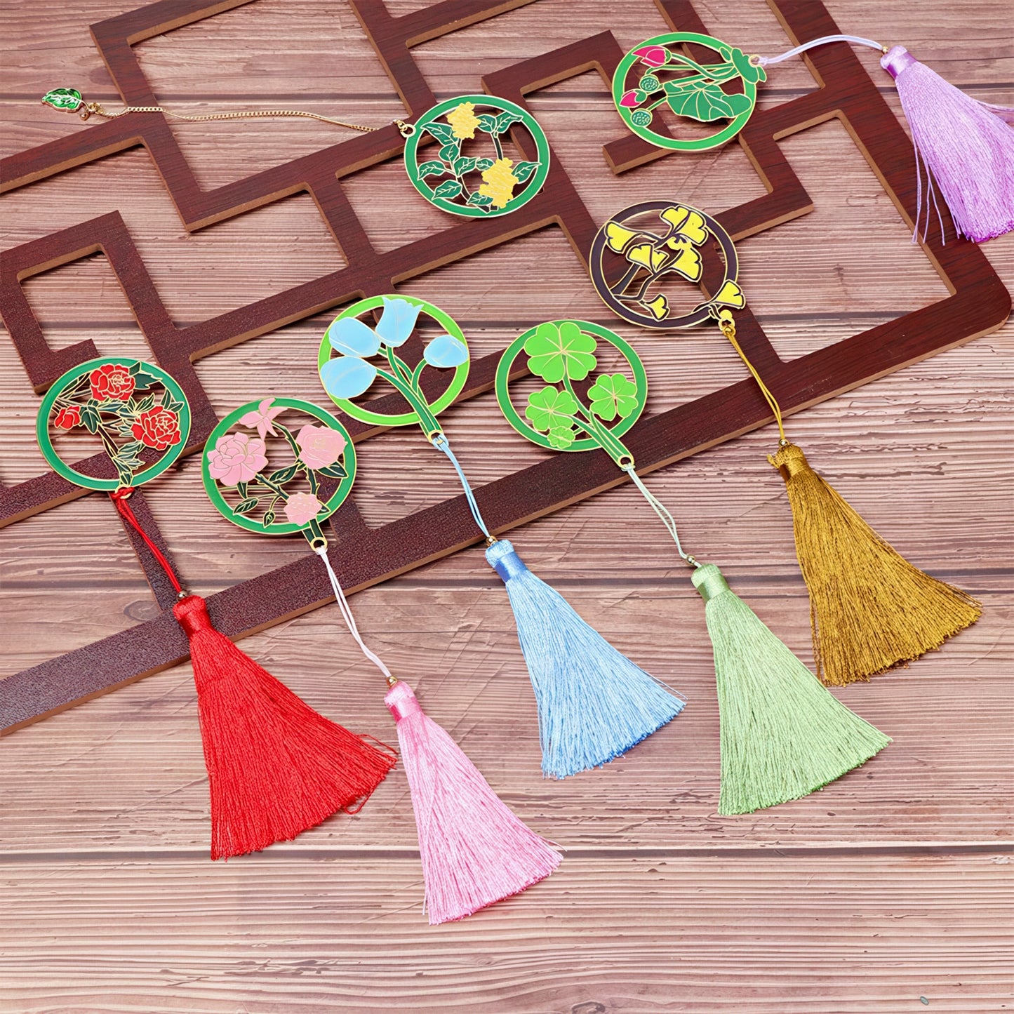 Exquisite Flower Enamel Metal Bookmark